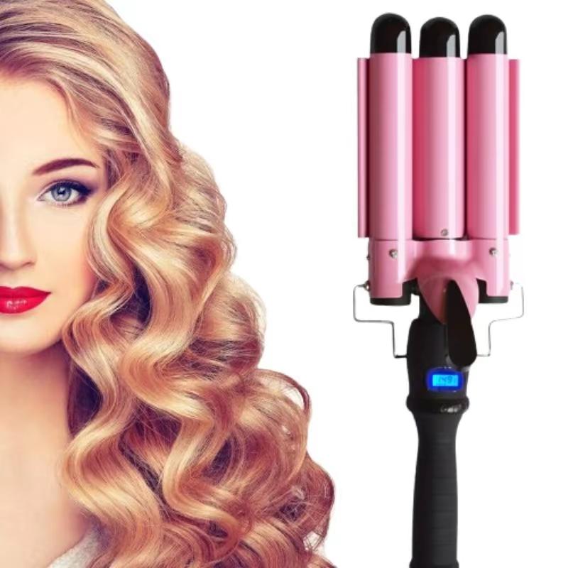 Pembe Üçlü Dalga Maşası – Salon Kalitesinde Doğal ve Kalıcı Plaj Dalgaları