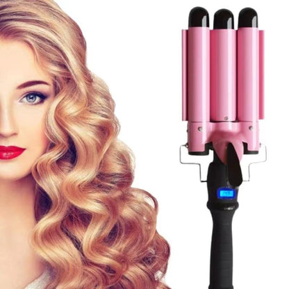 Pembe Üçlü Dalga Maşası – Salon Kalitesinde Doğal ve Kalıcı Plaj Dalgaları