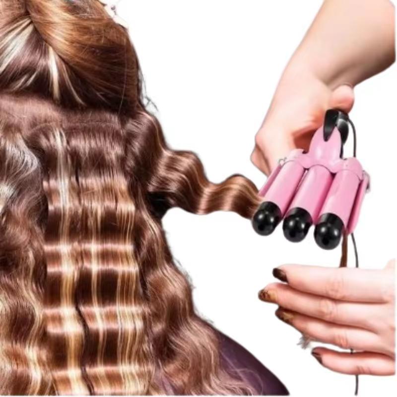 Pembe Üçlü Dalga Maşası – Salon Kalitesinde Doğal ve Kalıcı Plaj Dalgaları